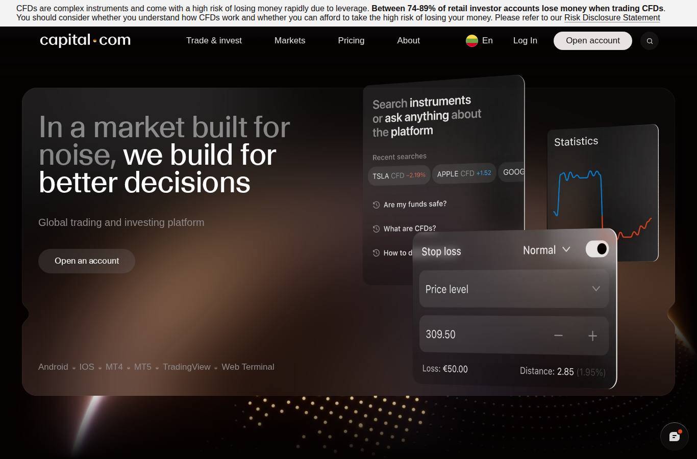 Screenshot of the Capital.com website