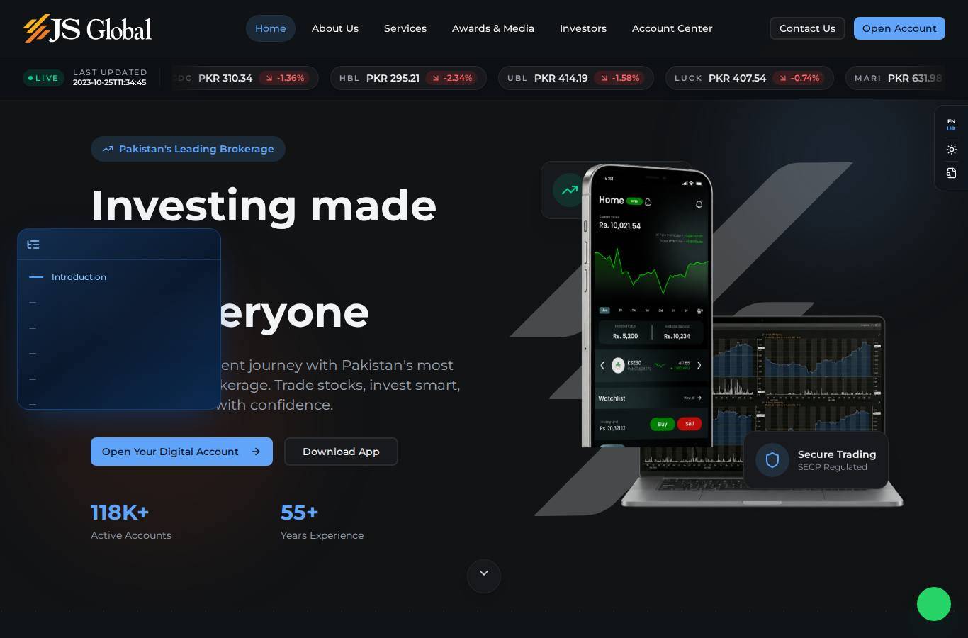 Screenshot of the JS Global Capital website