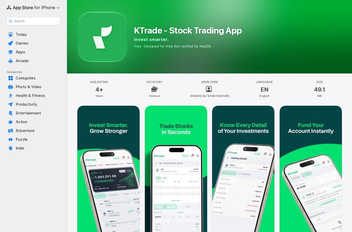 The platform page on the KTrade website
