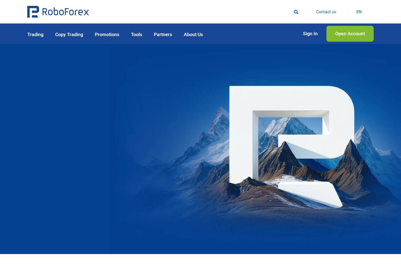 Screenshot of the RoboForex website