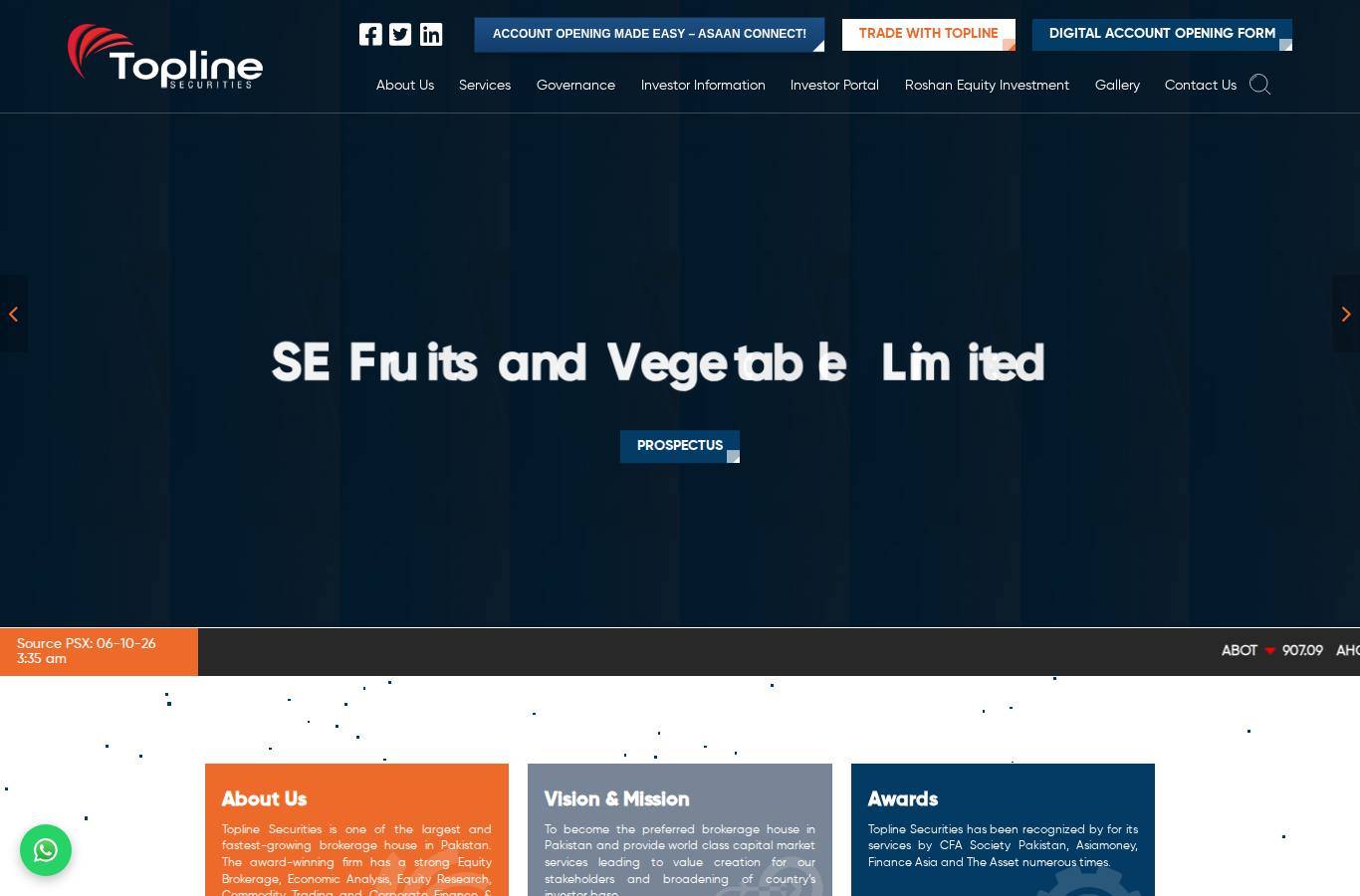 The platform page on the Topline Securities website